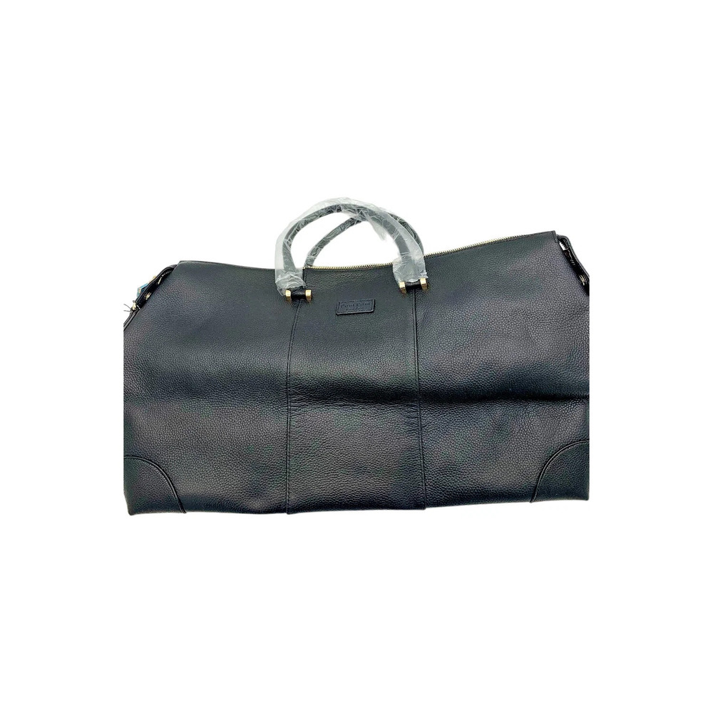 Pom Pom London Leather Weekend Bag with Multi-Straps Black